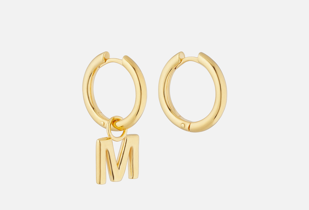 Изображение товара Серьги серебряные JENJA Монограм M с позолотой и съемным шармом