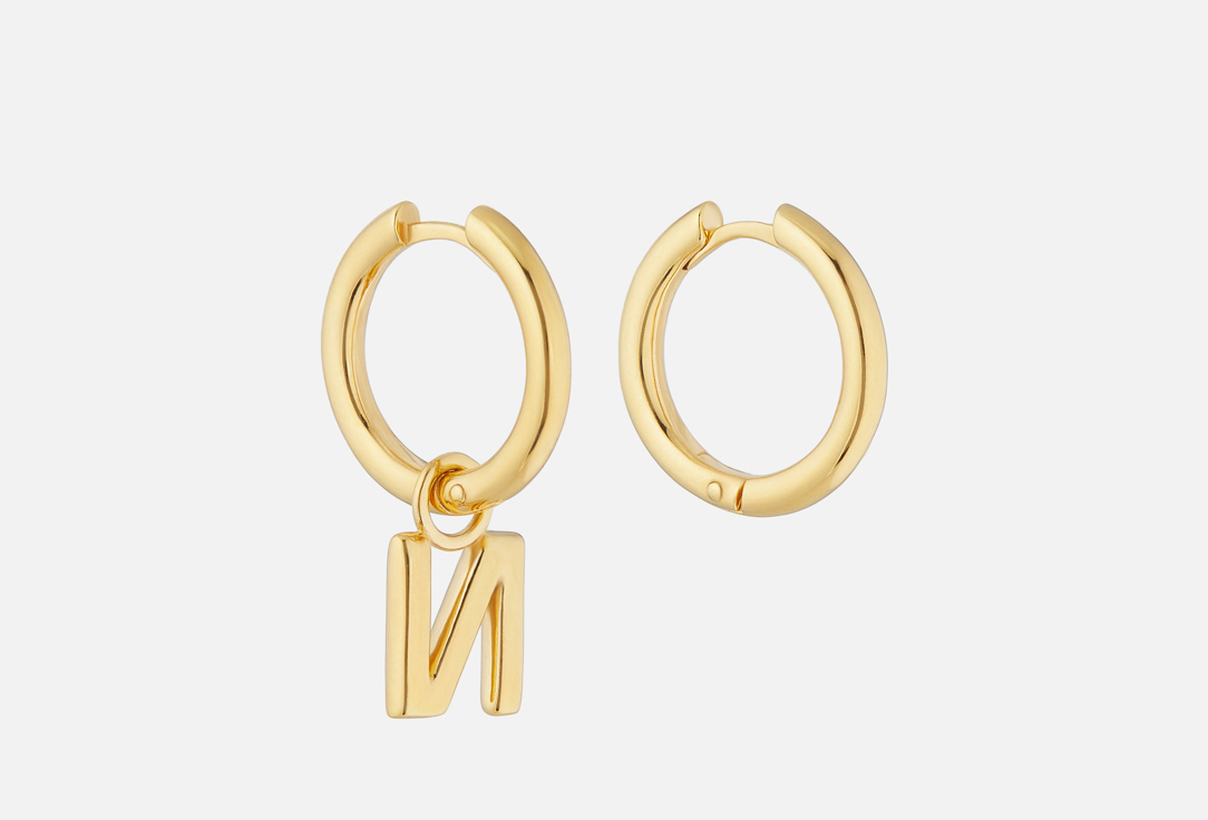 Изображение товара Серебряные серьги JENJA Монограм с позолотой и съемным шармом N