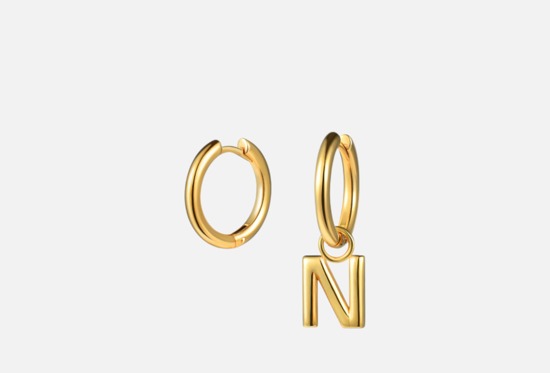 Изображение товара Серебряные серьги JENJA Монограм с позолотой и съемным шармом N