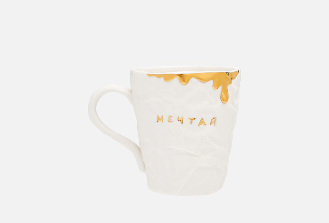 

Кружка с надписью MIRACLEPOT, Белый, Мечтай, Золотые капли, белый 1 шт