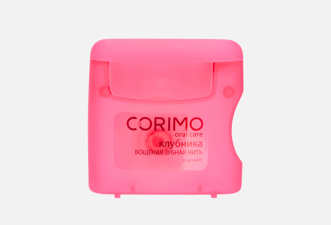 Изображение товара Зубная нить Corimo Ultra flat waxed Strawberry 50 м для ухода за межзубными промежутками
