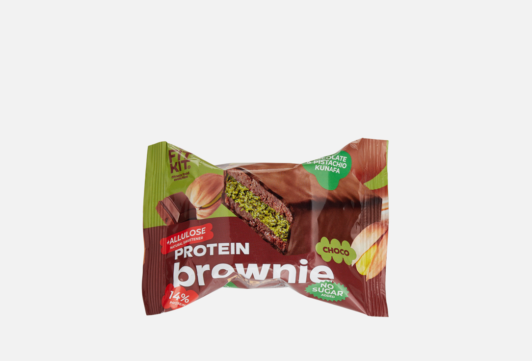 

Протеиновый десерт в глазури FIT KIT, БРАУНИ с Шоколадно-фисташковой кунафой 50 г