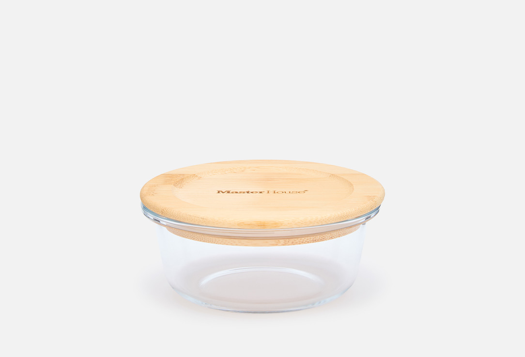 

Контейнер MASTER HOUSE, Прозрачный, Круглый с бамбуковой крышкой, Тор-400 1 шт