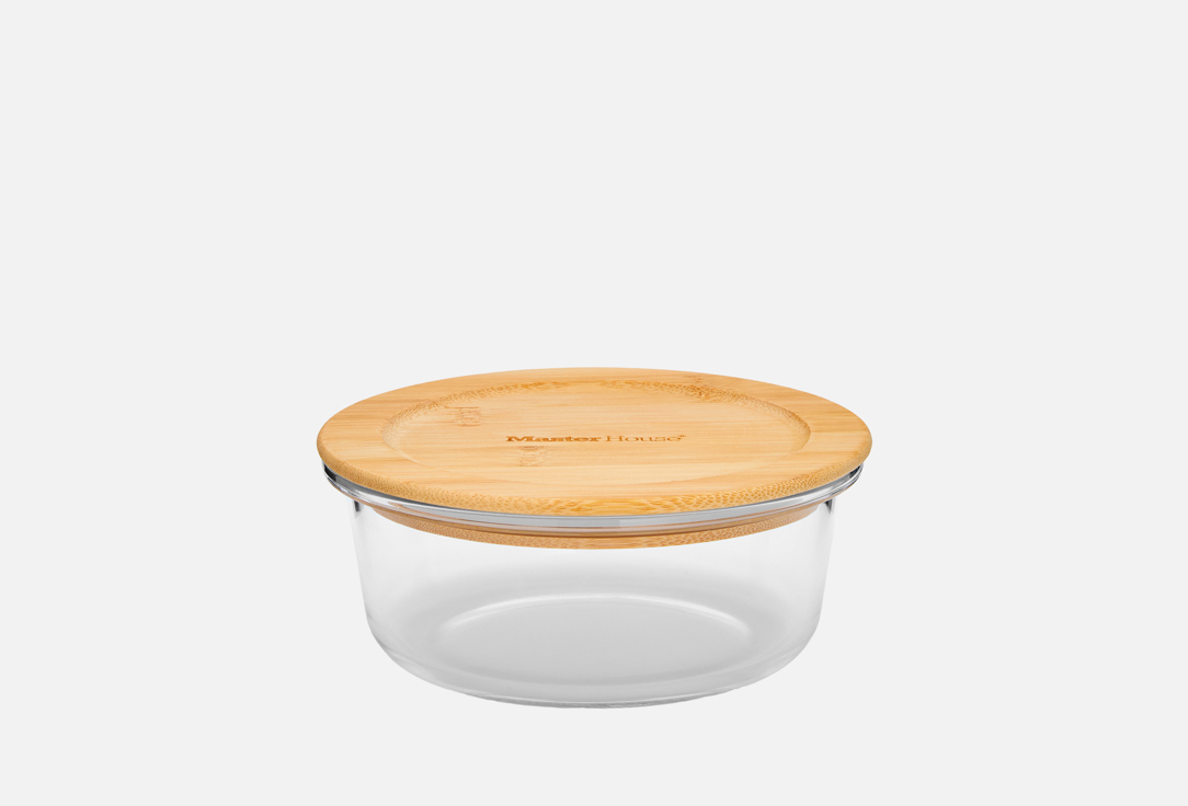 Изображение товара Контейнер для еды стеклянный с бамбуковой крышкой 300 мл Master House Тор-650