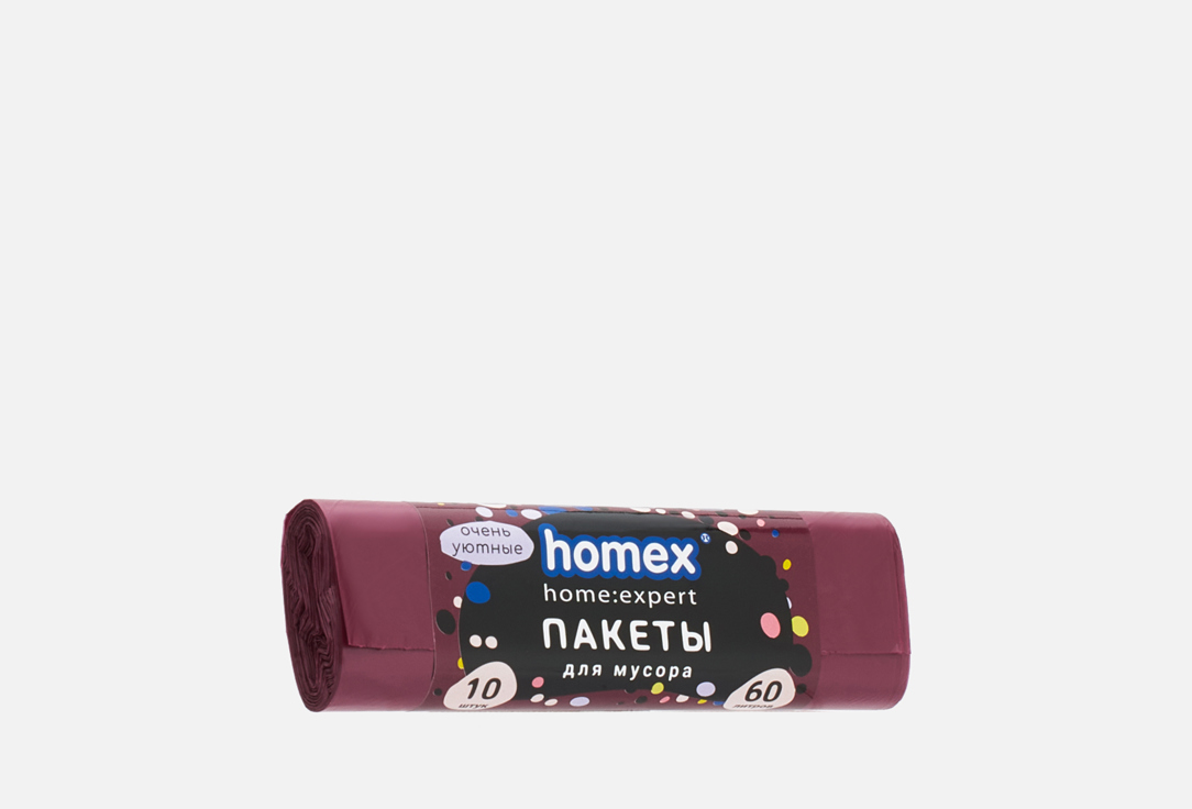 Изображение товара Пакеты для мусора HOMEX Очень Уютные 60л прочные и удобные для дома и офиса