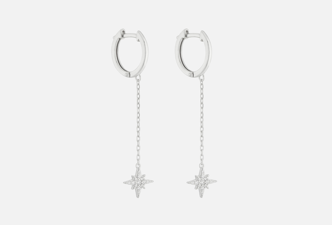 

Серьги серебряные BALTSILVER, С фианитами на цепочке Star of life 2 шт