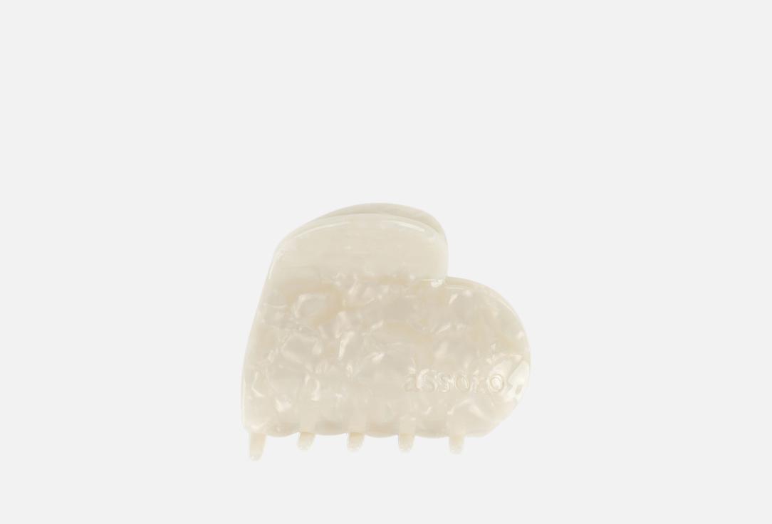 

Краб для волос ASSORO, Белое сердце макси 1 шт