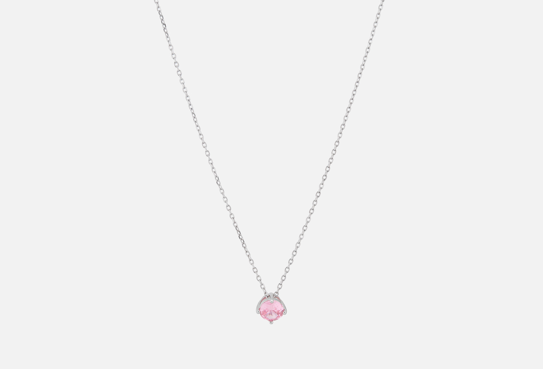 

Колье серебряное SOLARE MONDO, С розовым одиночным камнем 1 шт