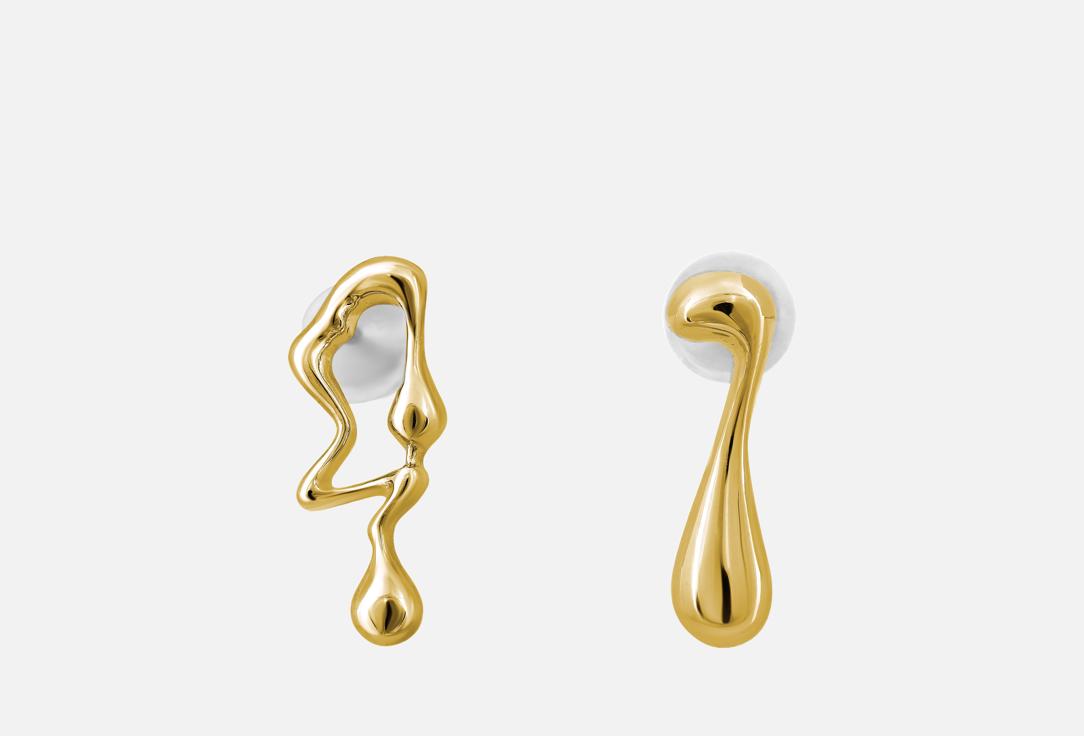 Изображение товара Серьги из серебра 925 пробы с позолотой идиома капли актуальный дизайн