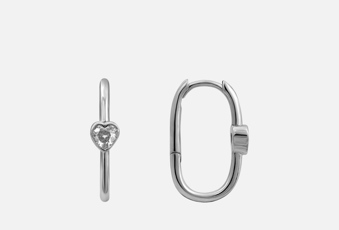 Изображение товара Серебряные серьги-конго с сердцем и цирконием Solare Mondo 925 пробы
