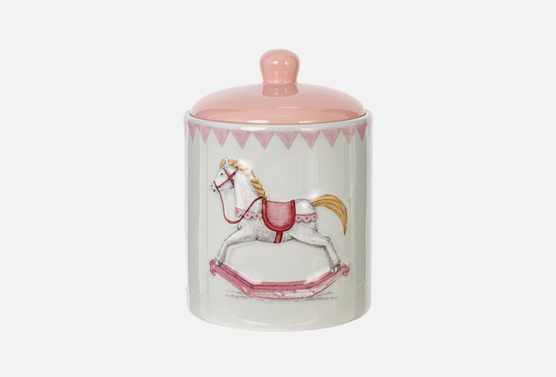 Изображение товара Керамическая ёмкость для сыпучих продуктов с лошадкой-качалкой