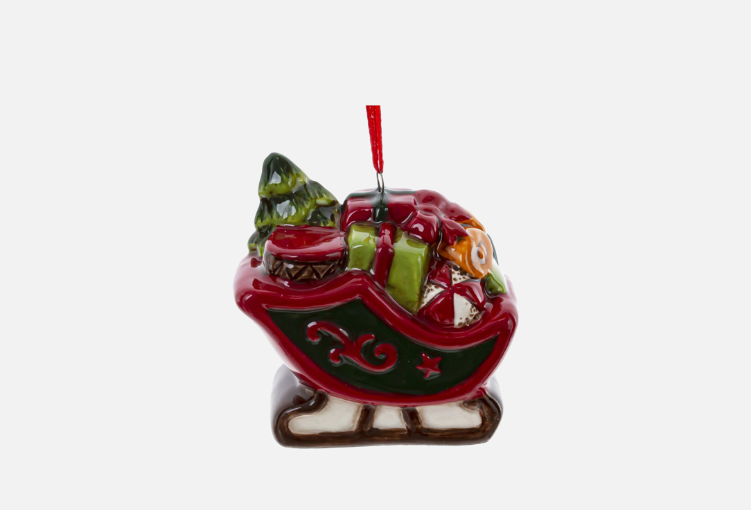 Изображение товара Декоративное подвесное изделие Санки из керамики для новогоднего интерьера