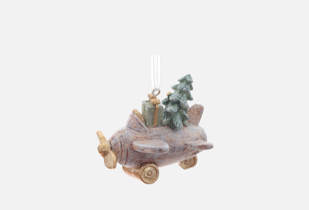 Изображение товара Декоративная подвесная игрушка самолет для новогодней елки и интерьера