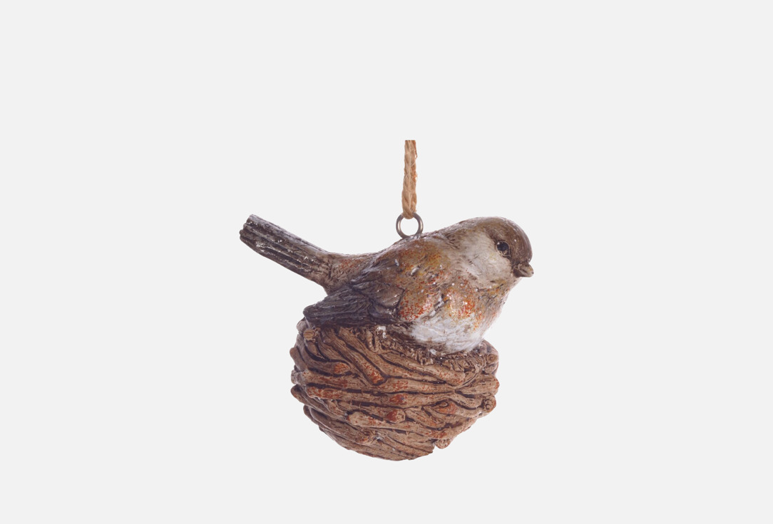 Изображение товара Украшение новогоднее topgift Птичка в гнезде, 8,5х6х7,5 см