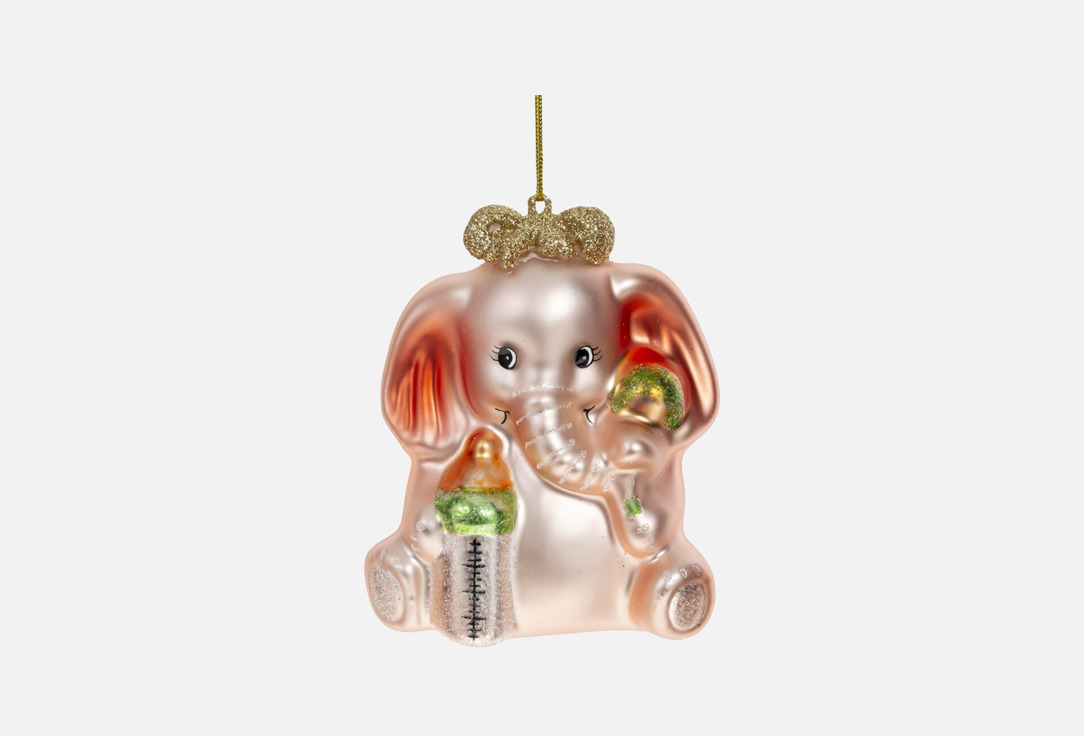 Изображение товара Стеклянная новогодняя игрушка слонёнок 7х5х9 см Topgift