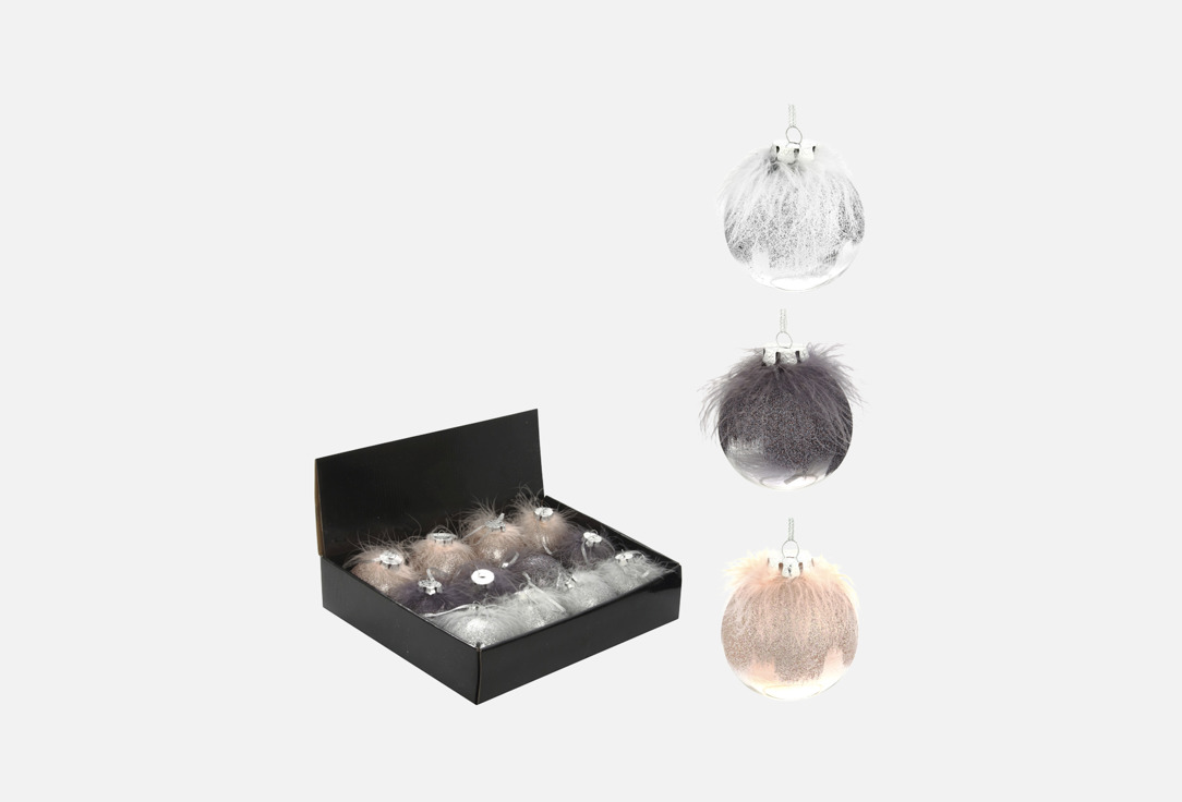 Изображение товара Набор новогодних украшений topgift Перышко страуса, D8 см, 35х27х9 см