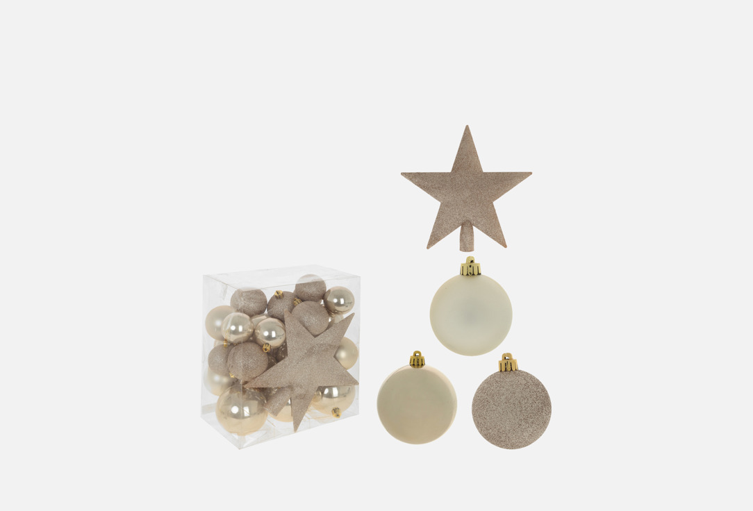 Изображение товара Набор новогодних украшений topgift Шары и звезда, D8 см, 21х13х25 см