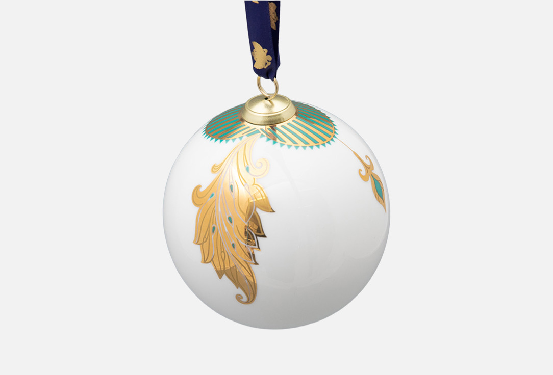 Изображение товара Новогодний шар из костяного фарфора Императорский завод 8 см Рождественские узоры