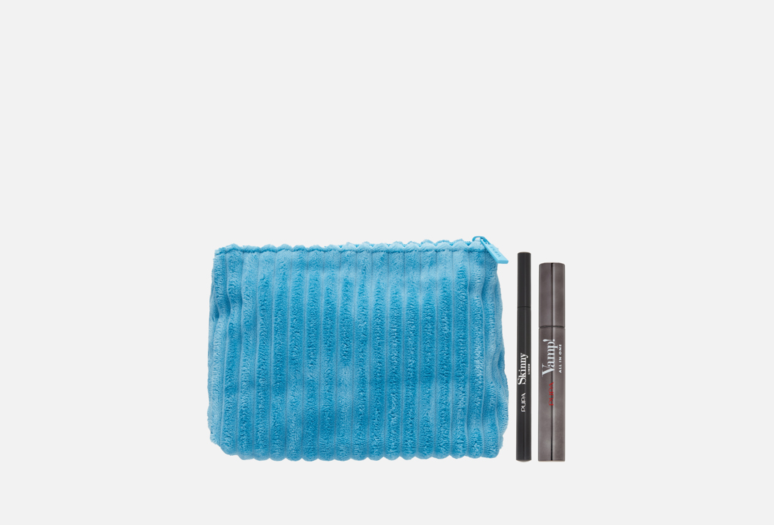 Изображение товара Подарочный набор для макияжа глаз Pupa Vamp! Mascara all in one + vamp! Skinny liner + косметичка
