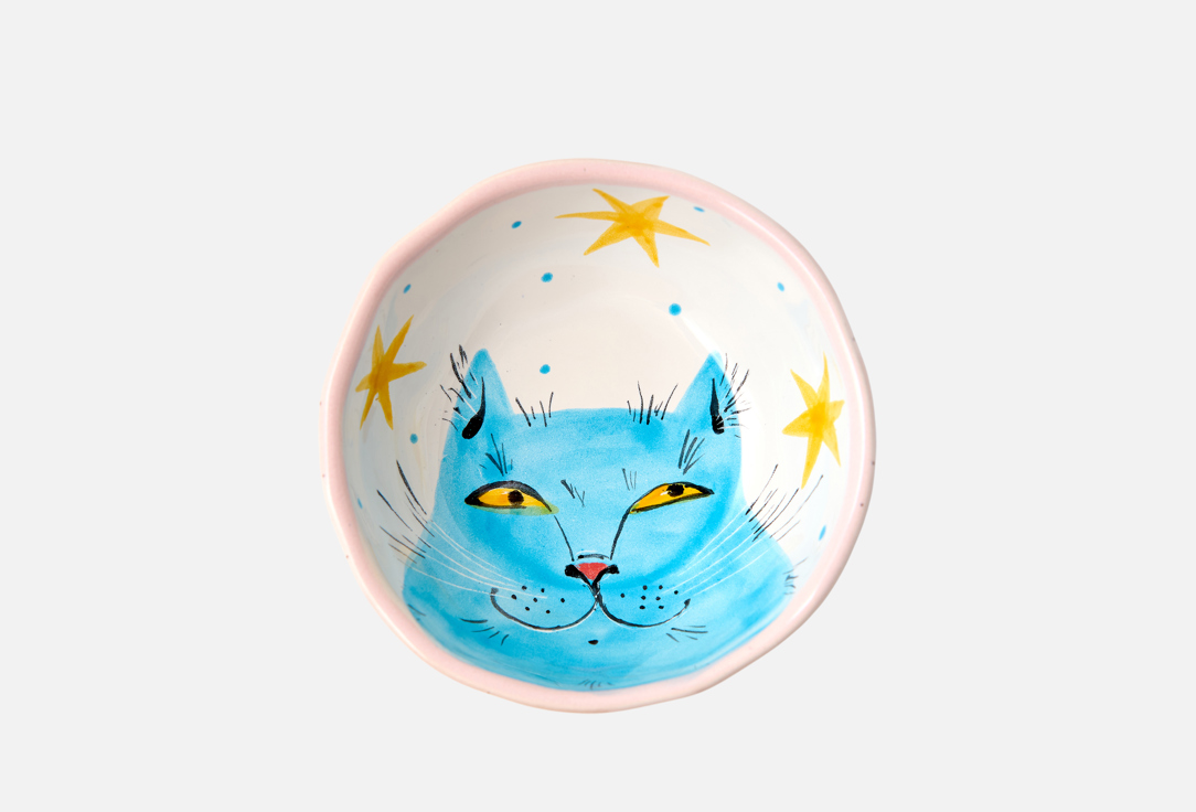 Изображение товара Глубокий соусник в виде голубого кота-баюна ручная работа керамика 100 мл