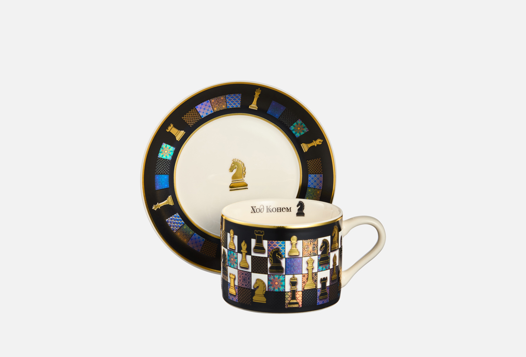 Изображение товара Чайная пара Lefard ХОД КОНЕМ с изображением шахматного коня, фарфор, 260 мл