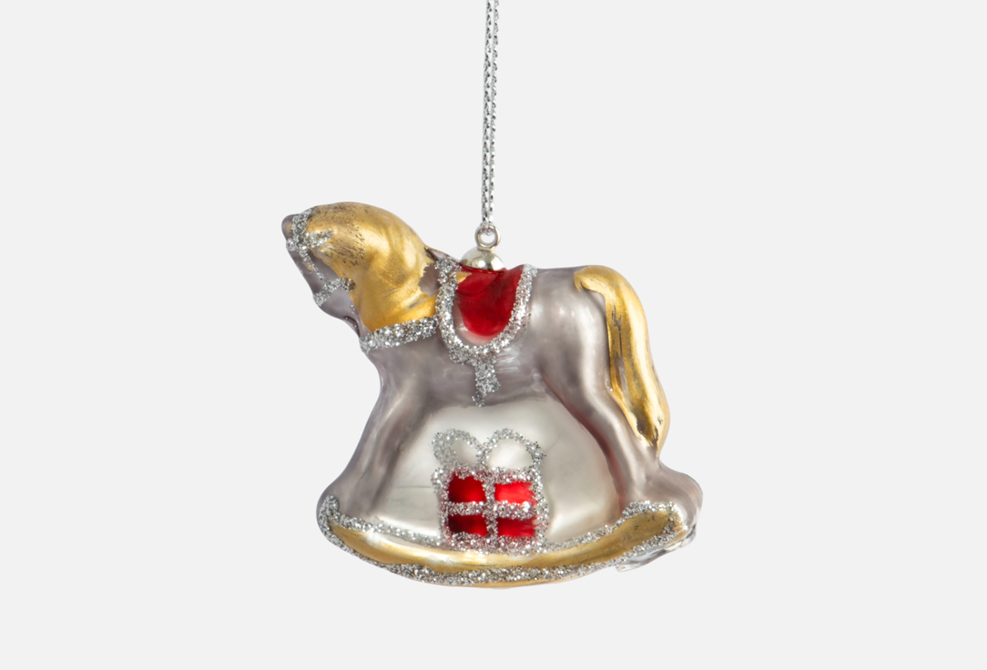 

Игрушка елочная ANNA LAFARG EMILY, Серебряный, Серебристая лошадка-качалка, 4 см 1 шт