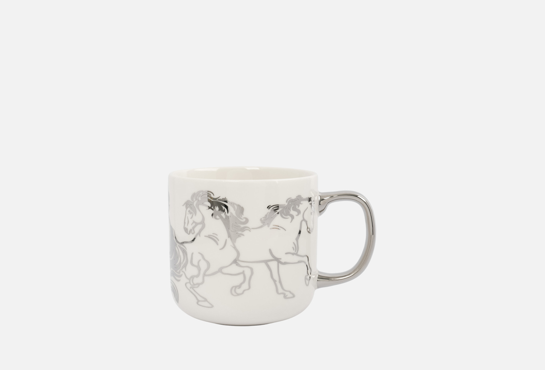 

Кружка ANNA LAFARG EMILY, Принт, Horse, Лошади, бело-серебристая 1 шт