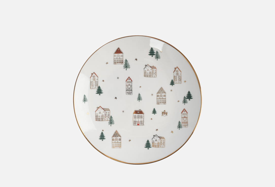 

Тарелка закусочная ANNA LAFARG EMILY, Принт, Townlet, Домики и ели, бело-золотистая, 20 см 20 см