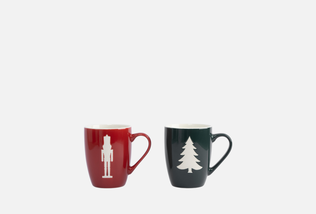 

Набор кружек ANNA LAFARG EMILY, Принт, New year, Елка, Щелкунчик, зеленая, бордовая 2 шт