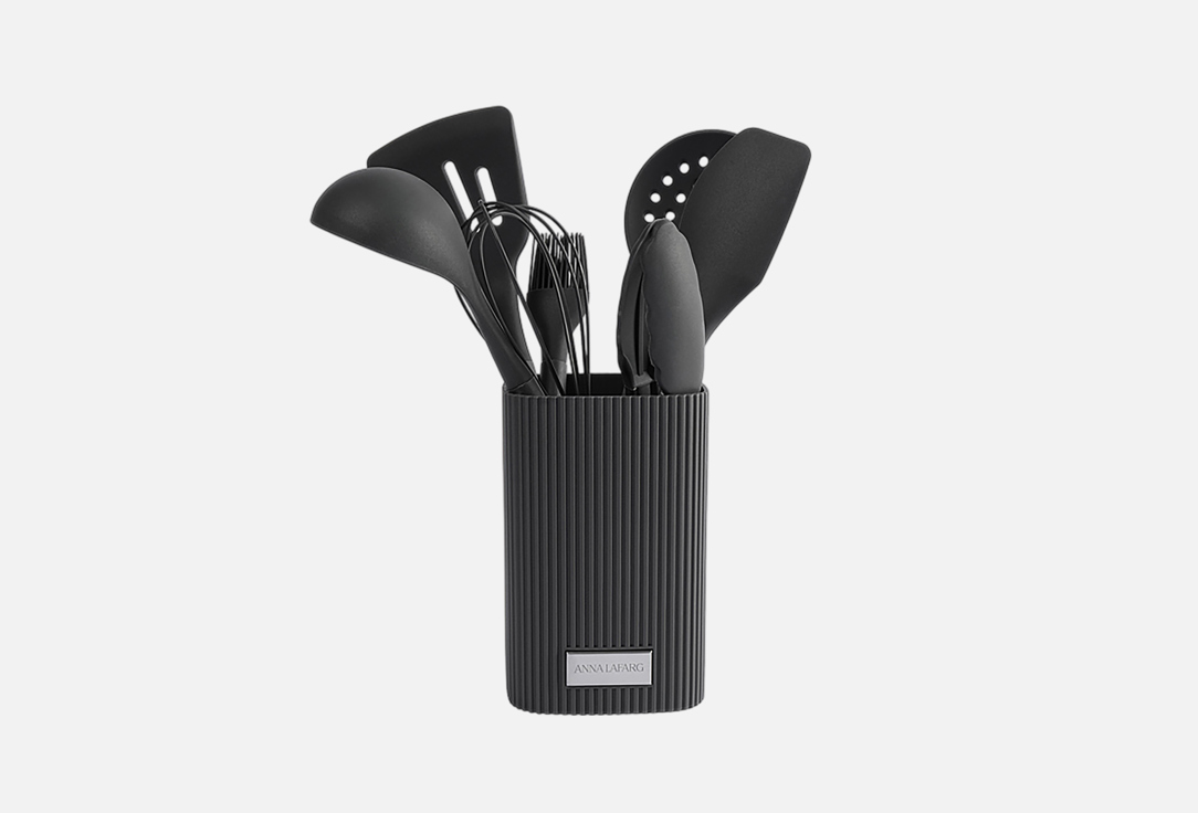 

Набор кухонных принадлежностей ANNA LAFARG EMILY, Серый, Streak, графитовый, в подставке 7 шт