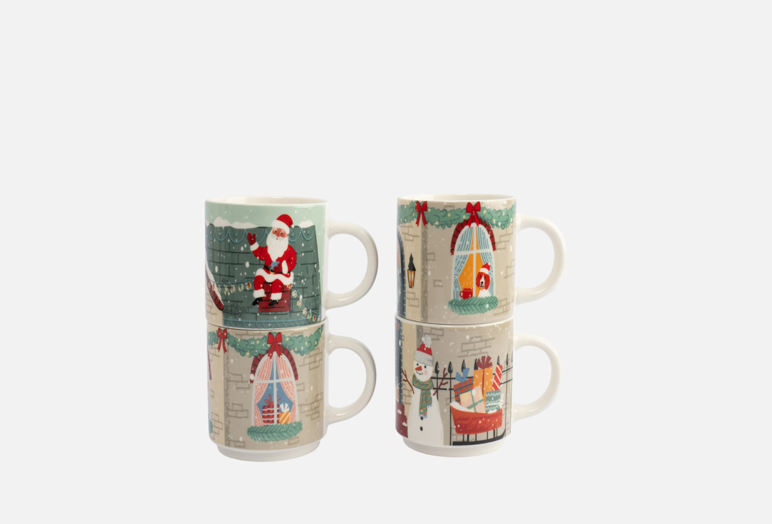 

Набор кружек ANNA LAFARG EMILY, Принт, Band, Украшенный дом 4 шт