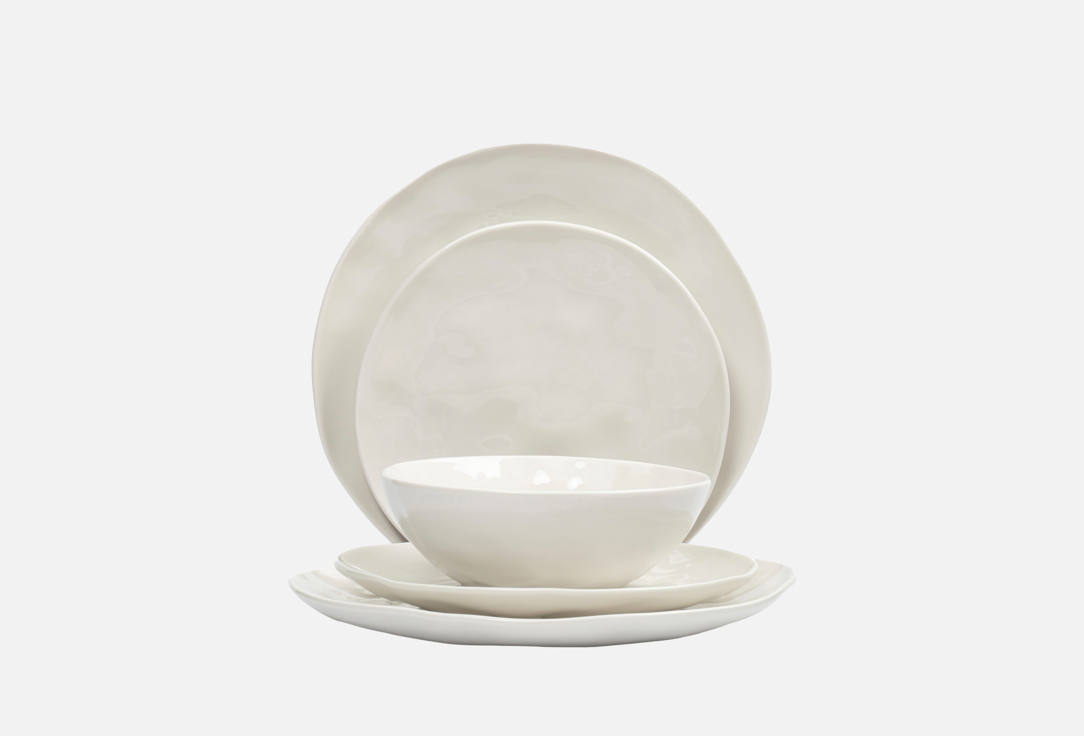 

Сервиз обеденный ANNA LAFARG EMILY, Белый, Barkhan, Мятый эффект, белый 18 шт