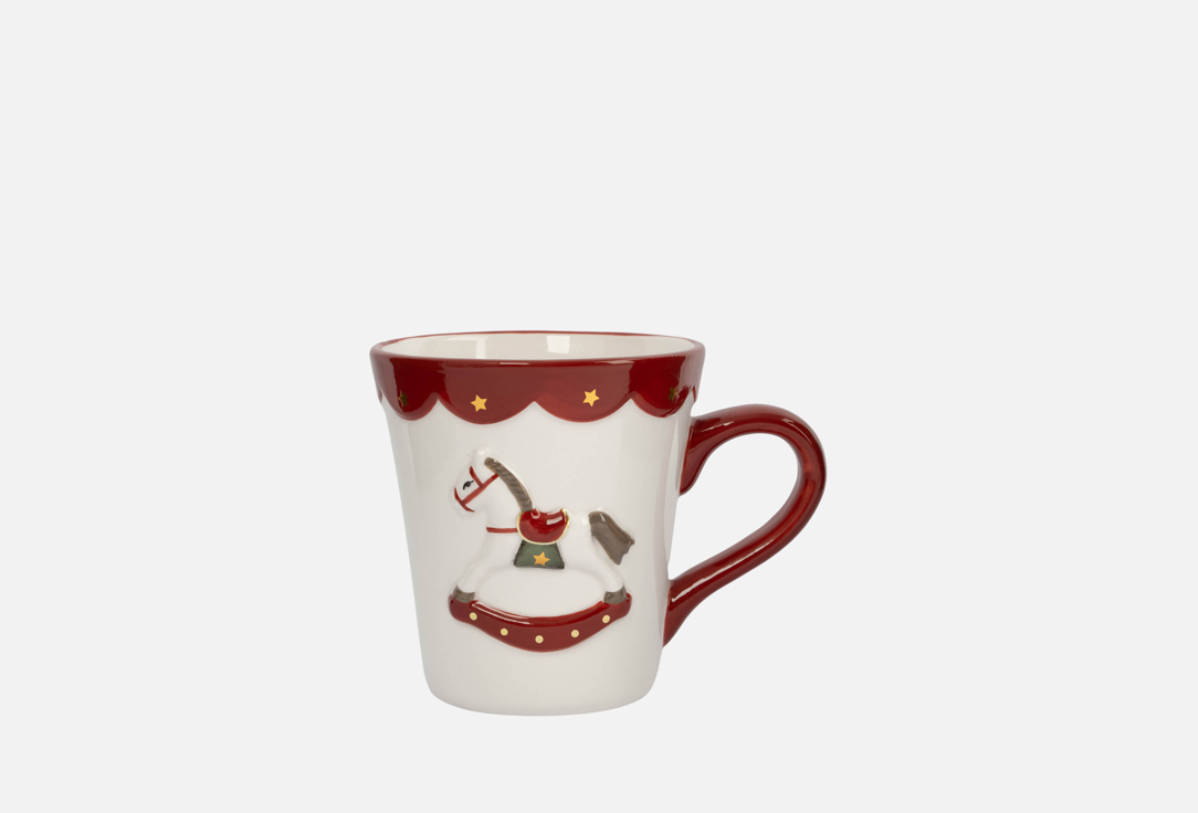 

Кружка ANNA LAFARG EMILY, Принт, New year, Лошадка-качалка, бело-красная 1 шт