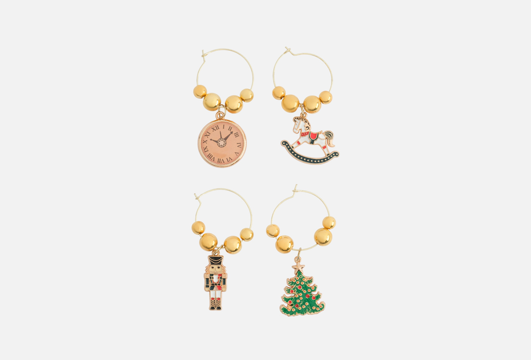 

Набор подвесок для бокалов ANNA LAFARG EMILY, Мультиколор, New year, Елка с игрушками 4 шт