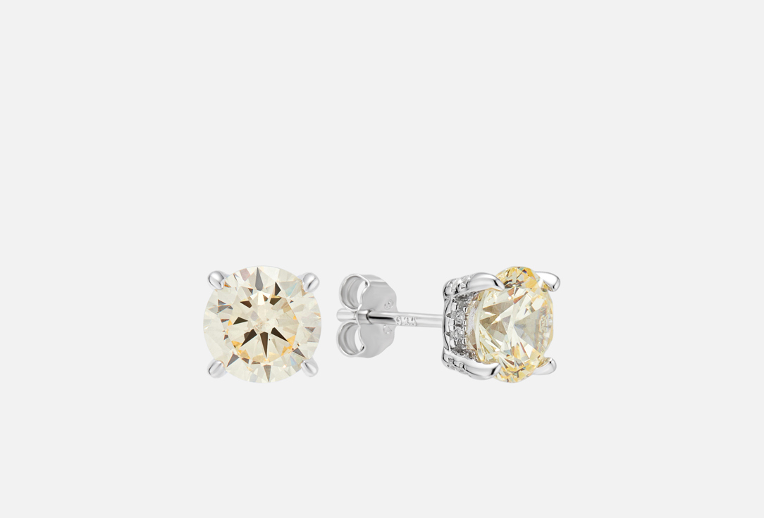 

Серьги-пусеты серебряные MENDEL, Embrasse Light Yellow 8 mm 2 шт