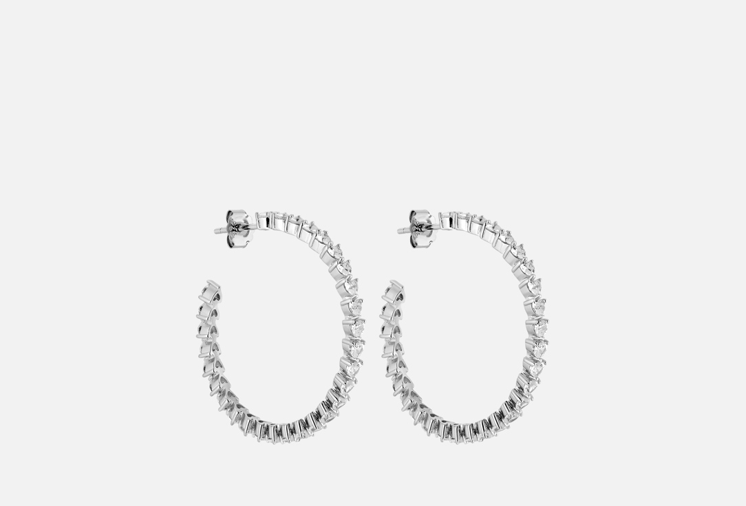 

Серьги-конго серебряные MENDEL, Heart White 2 шт