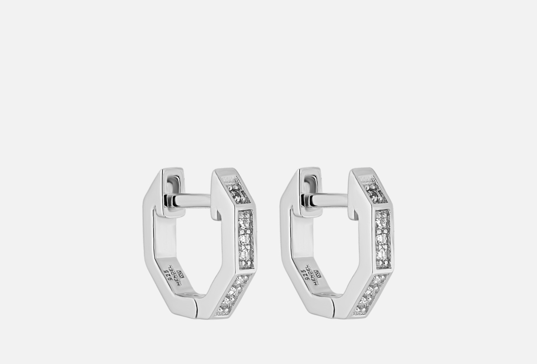 Изображение товара Серебряные серьги Mendel Geo Mini с цирконами 925 пробы для женщин