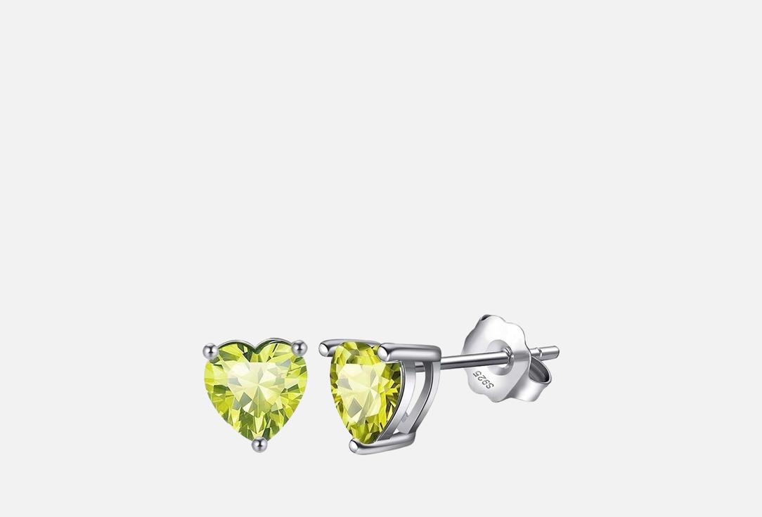 

Серьги-пусеты серебряные MENDEL, Heart Lime 2 шт