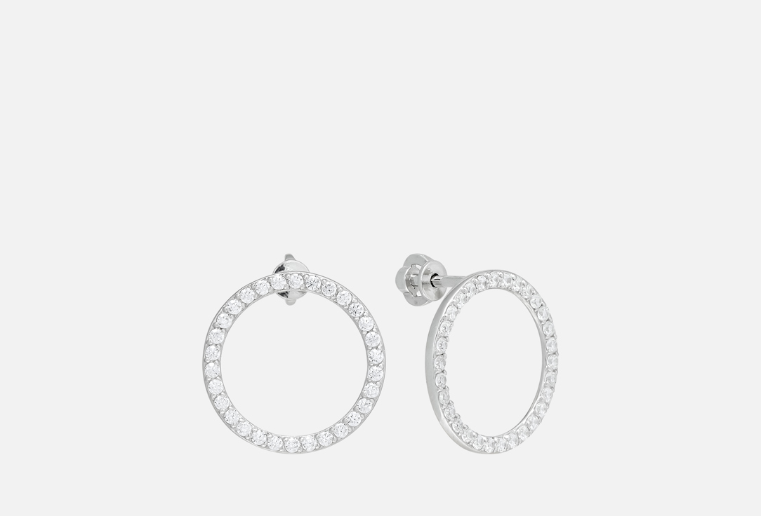 

Серьги-пусеты серебряные FOROSTINA.K SILVER, Круг с фианитами 2 шт
