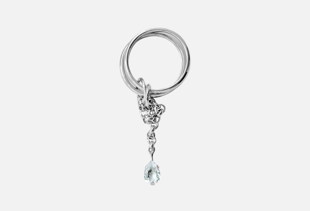 Изображение товара Серебряное кольцо Sbleskom Drop с горным хрусталем и цепочкой для женщин