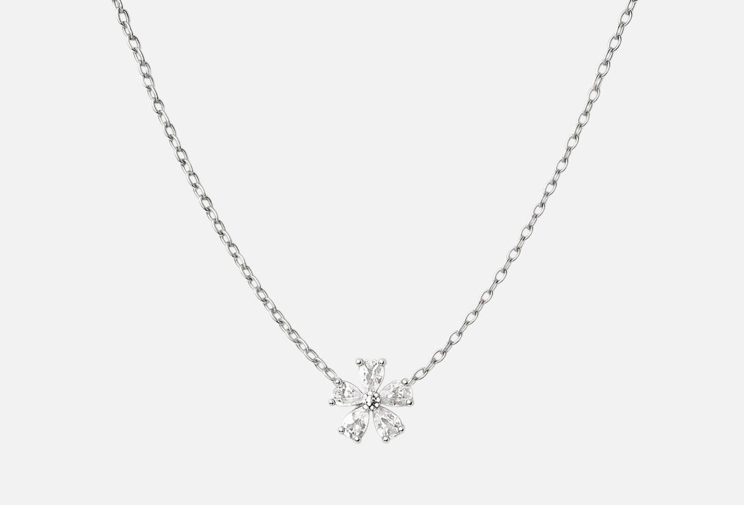 

Колье Серебряное THE REASON, Цветок с горным хрусталем 1 шт