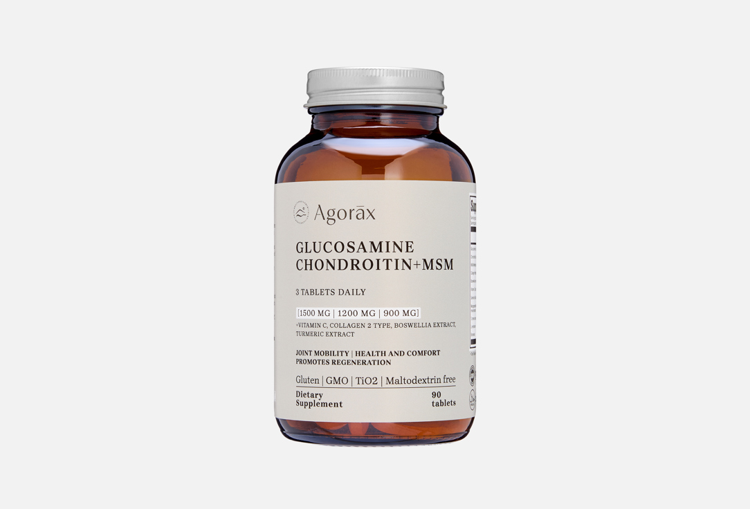 

БАД для поддержки опорно-двигательного аппарата AGORAX, Глюкозамин, хондроитин и МСМ в таблетках 90 шт