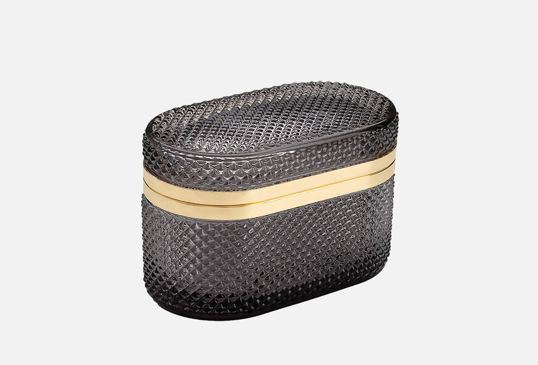 Изображение товара Стеклянная овальная шкатулка с крышкой для украшений и косметики