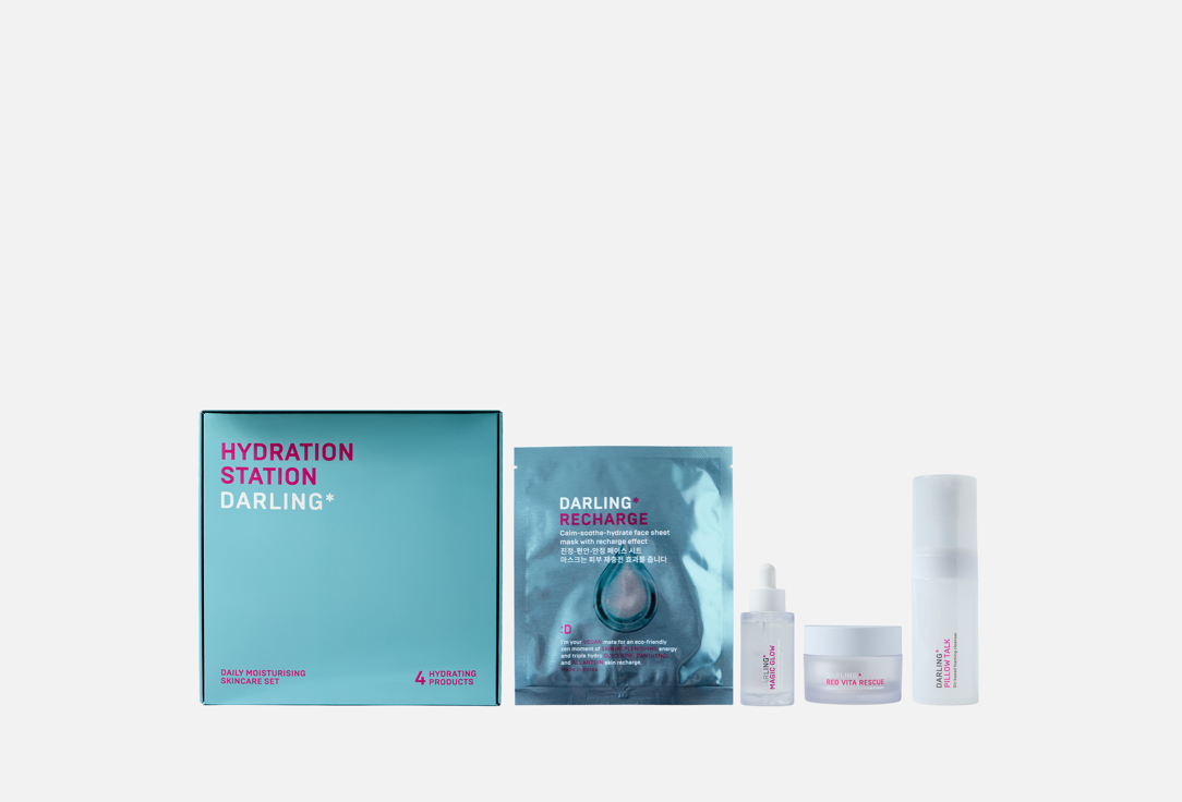 

Набор увлажняющих средств для ежедневного ухода за кожей лица DARLING*, Hydration Station 4 шт