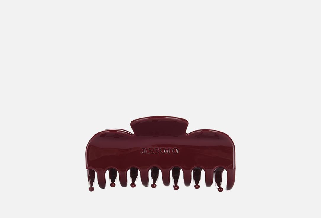 Изображение товара Краб для волос Assoro Amaranth красного цвета с сердечком 2,5 см