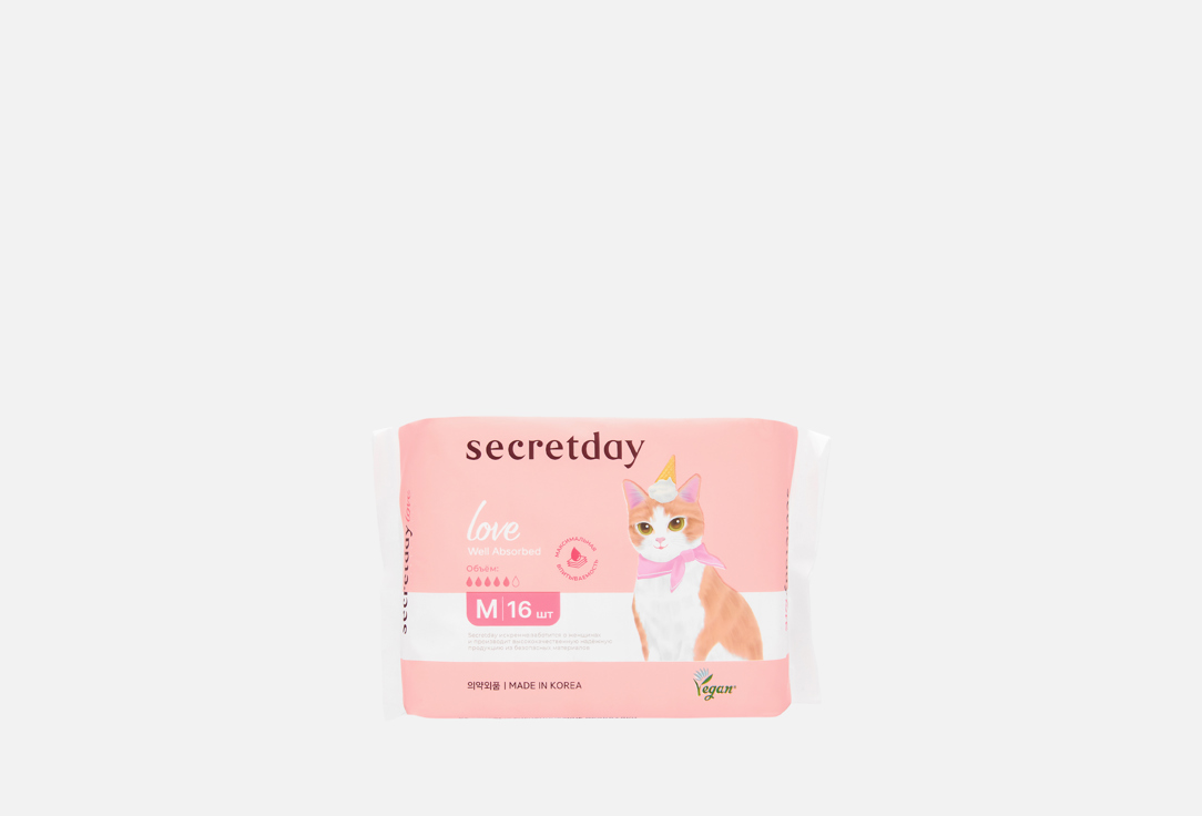 

Прокладки гигиенические SECRET DAY, Love,Well Absorbed, size M 16 шт