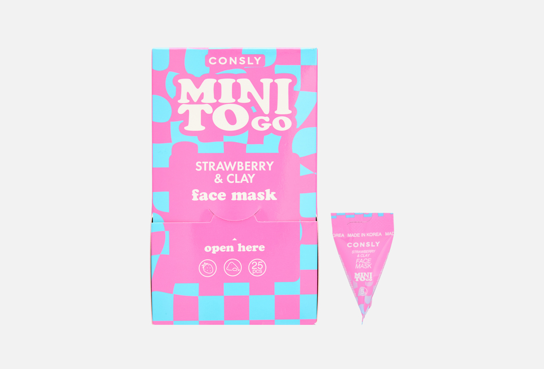 Изображение товара набор Глиняных масок для лица CONSLY Mini To Go Strawberry & Clay