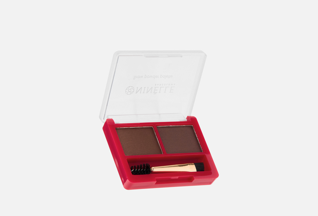 Изображение товара Пудровая палетка для бровей NINELLE CHIC с двумя оттенками и кистью