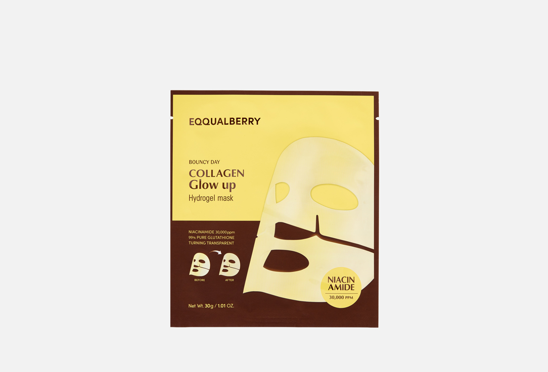 

гидрогелевая маска для сияния кожи лица EQQUALBERRY, Collagen Glow Up 1 шт