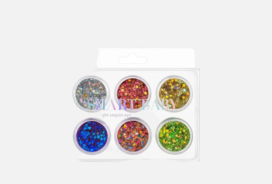 Изображение товара Набор глиттерных теней для век SMART BABY GLIMMERING RIPPLE с 6 оттенками